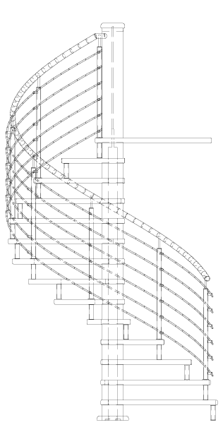 Zeichnung Spindeltreppe gerade von Steigwerk®
